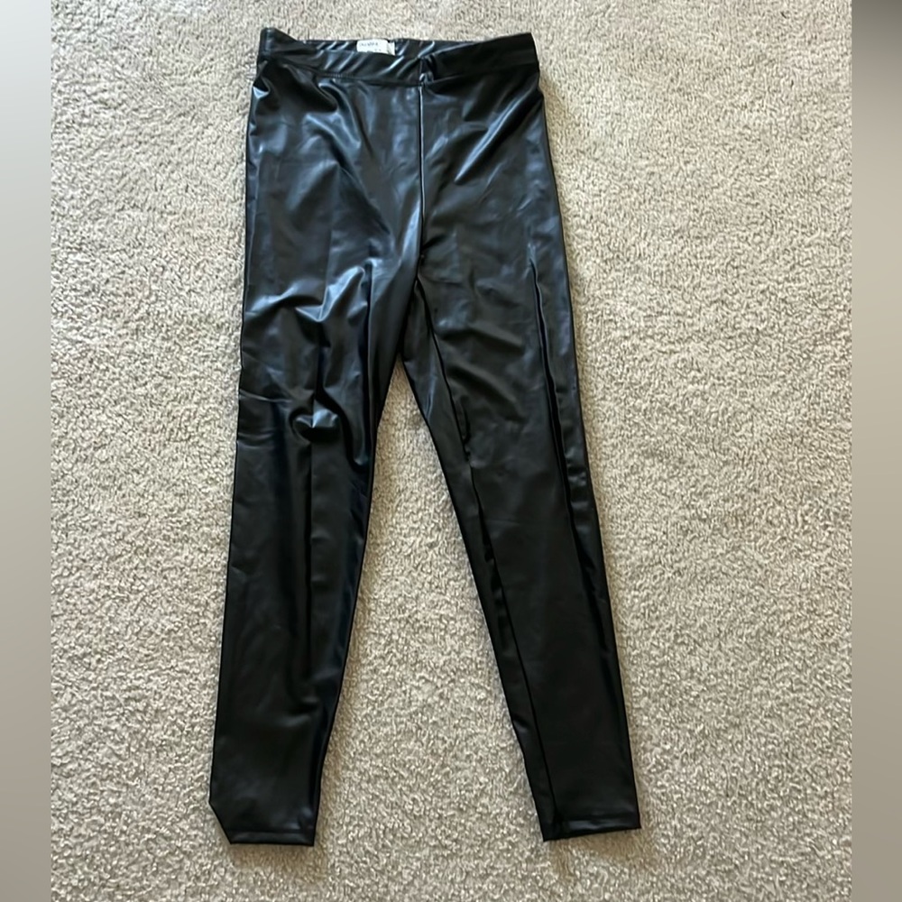 Black leather leggings